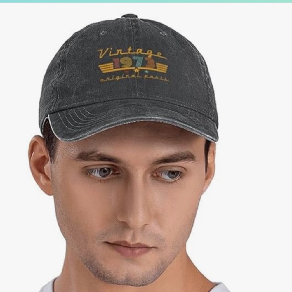 NWOT Vintage 1973 Distressed Black Baseball Cap w/Sliding Adjustable 100% Cotton - Picture 4 of 6